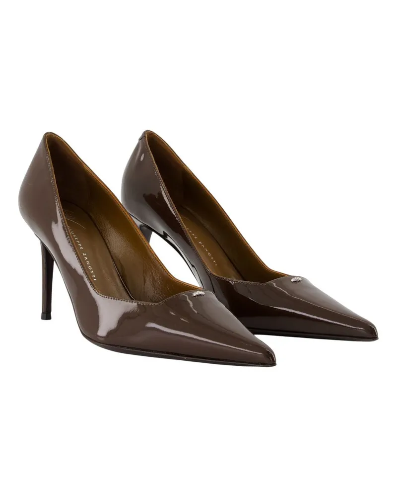 Giuseppe Zanotti Women's Raquel 85 Pumps -  Leather Brown Calfskin Shoes Brown