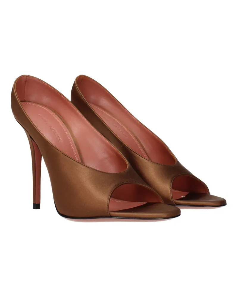 Amina Muaddi Women's Brown Satin High Heel Pumps Brown