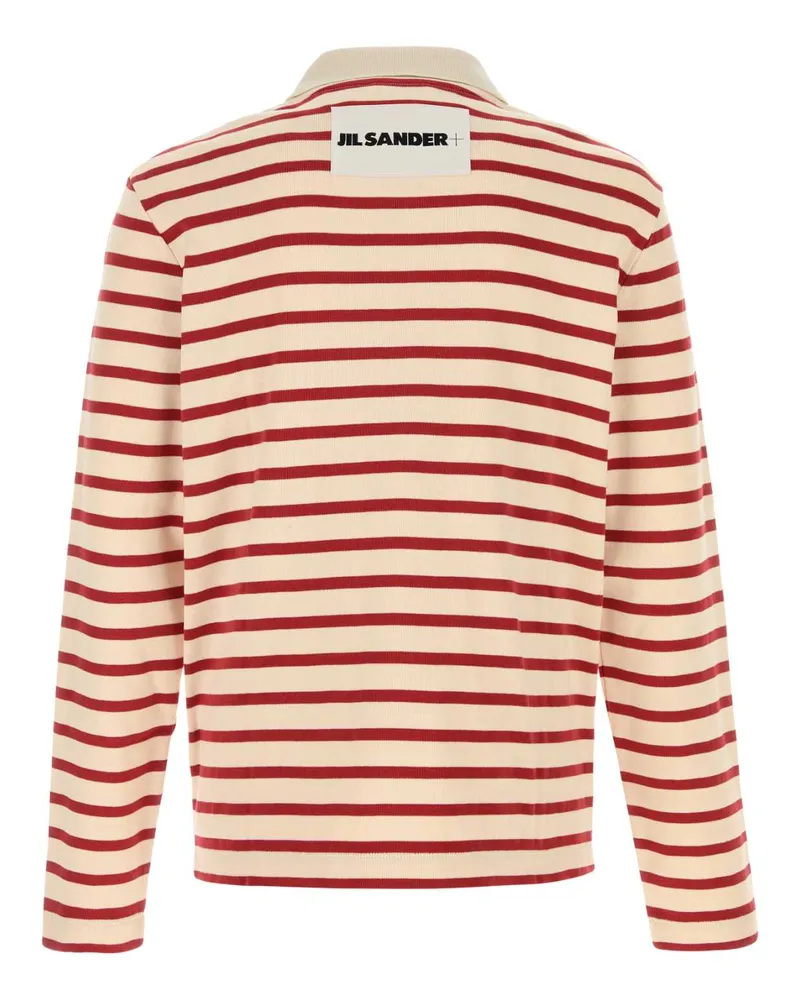 Jil Sander Men Striped Cotton Polo Shirt Red Red