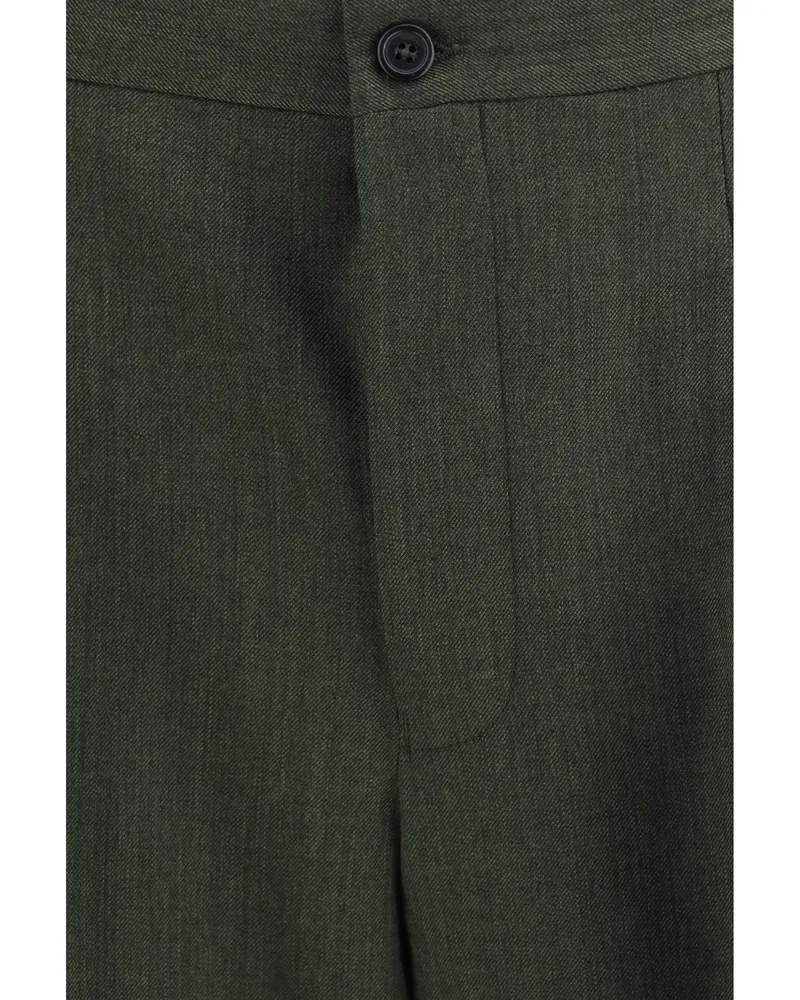 Laneus Wide-Leg Merino Wool Trousers — Green Green