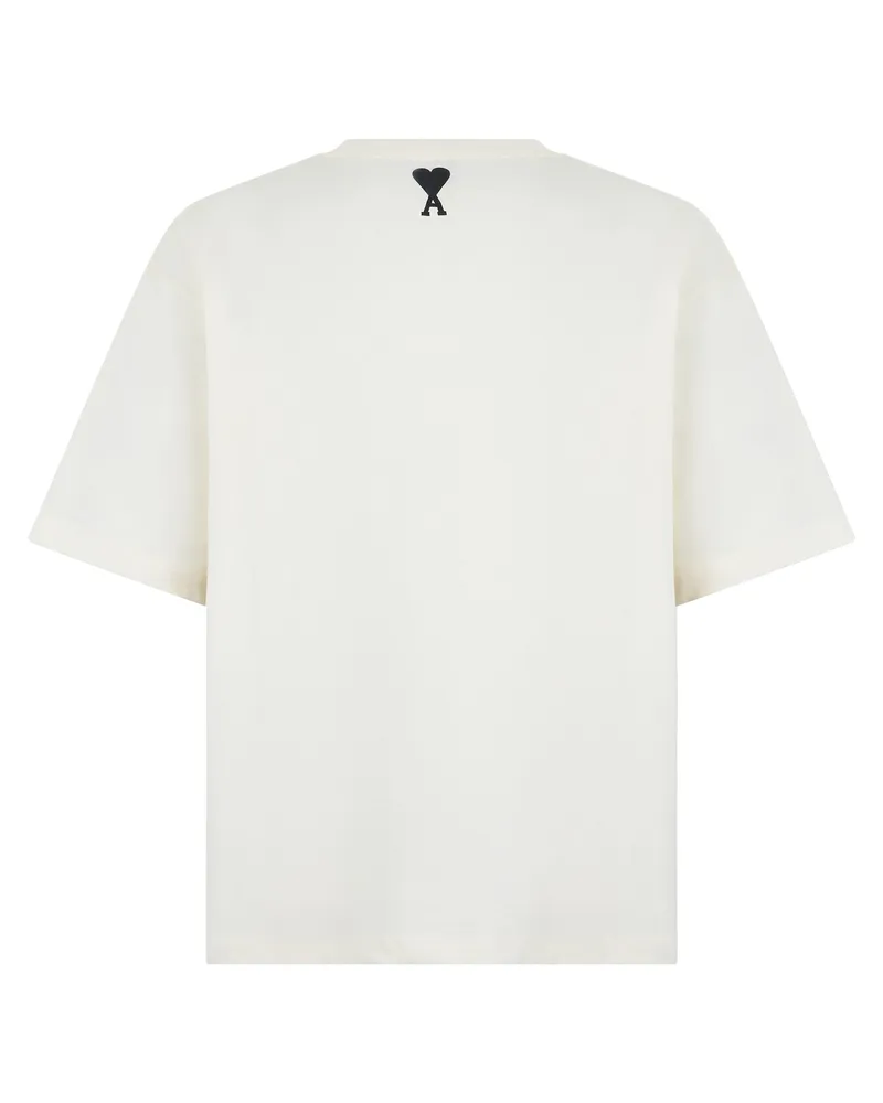 AMI Paris Men's Cotton T-Shirt Cream T-Shirts And Polos 