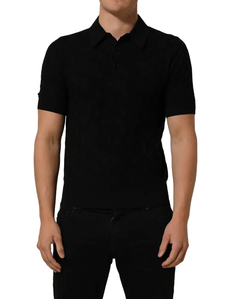 Dolce & Gabbana Silk Knit Polo — Black Black