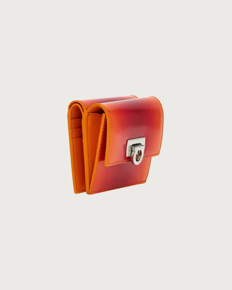 Ferragamo Womens Orange Calf Leather Wallet Accessories & Slg Orange