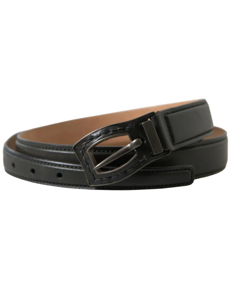 Ermanno Scervino Men's Leather Metal Buckle Belt Black Black