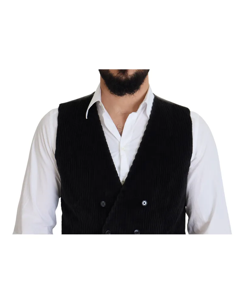 Dolce & Gabbana Men's Double-Breasted Cotton Vest Black Vests Black