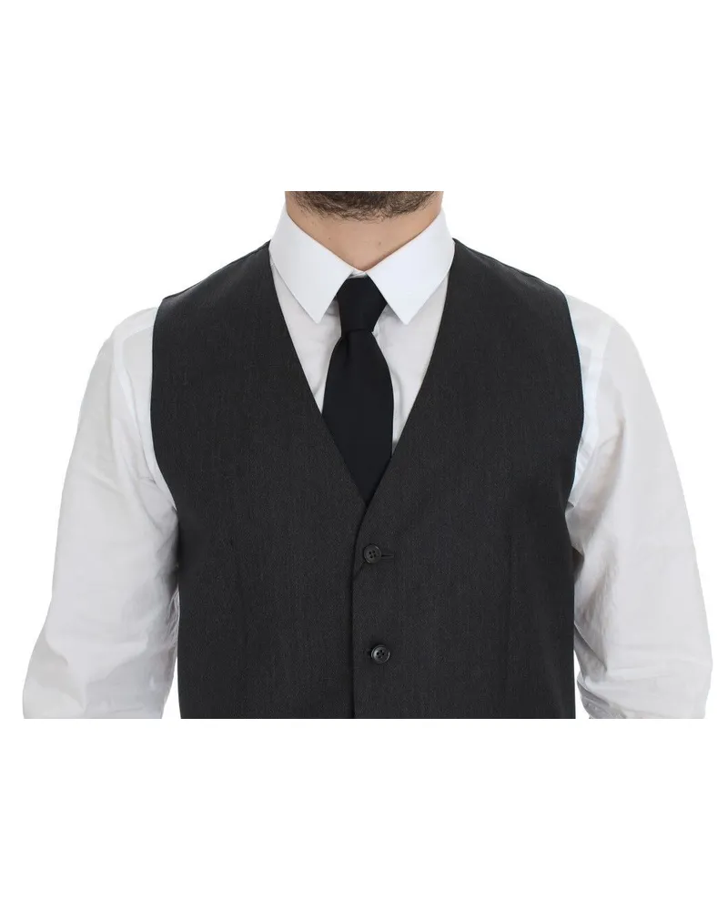 Dolce & Gabbana Men's Gray Wool Formal Dress Vest Gilet Weste Gray