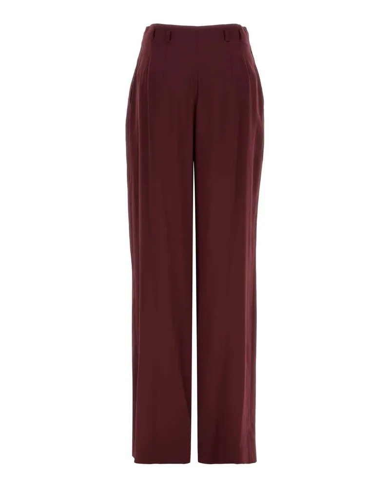 Alberta Ferretti Crepe Wide-Leg Trousers — Burgundy Burgundy