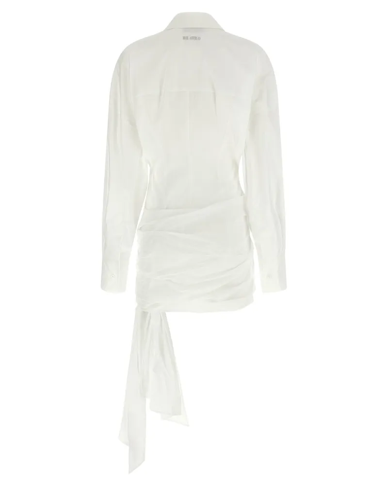 ATTICO Asymmetrical Wrap-Front Cotton Poplin Dress — Cream Cream