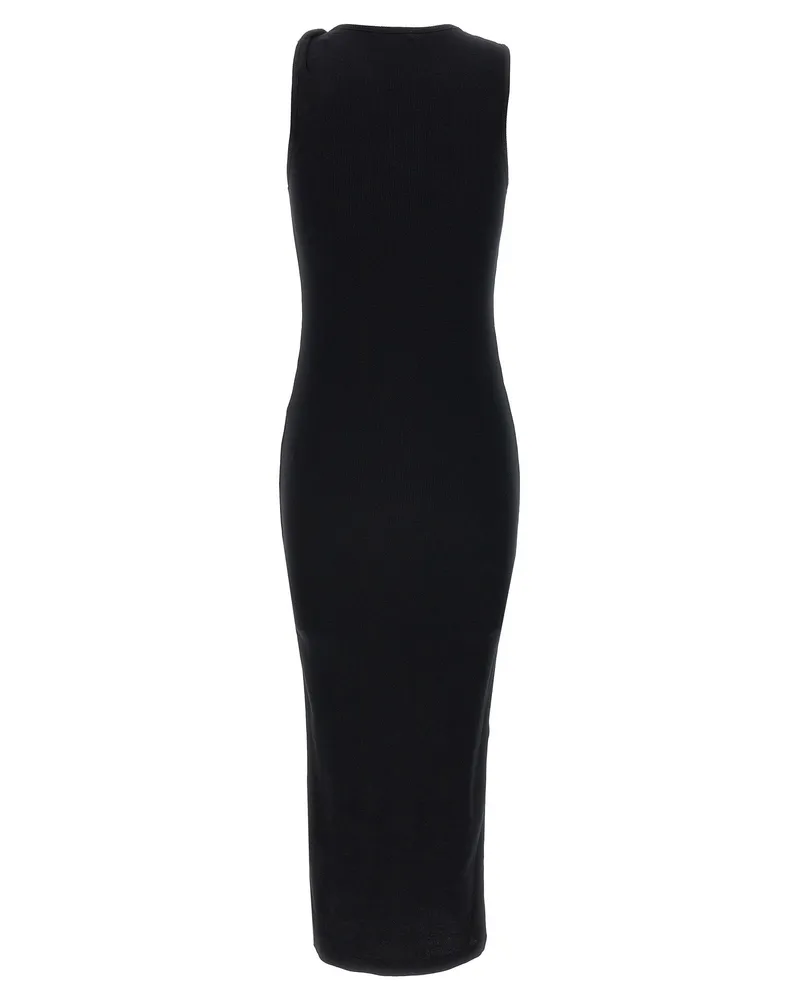 J.W.Anderson Logo-Embroidered Ribbed Cotton Dress — Black Black