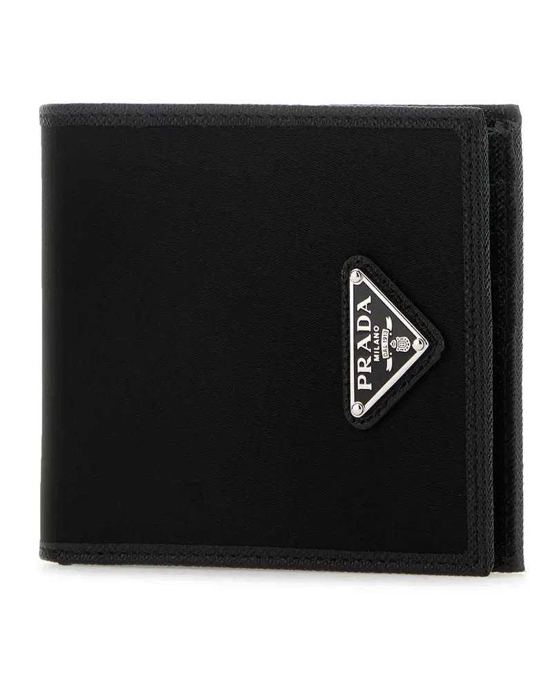 Prada Men's Black Fabric And Leather Wallet Nero Poliammidericiclata-Vitello Portafogli Black