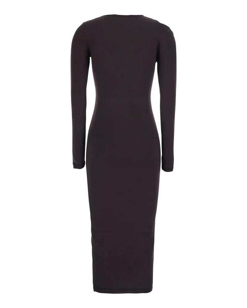 Federica Tosi Women's Knit Midi Dress Brown Viscose Brown