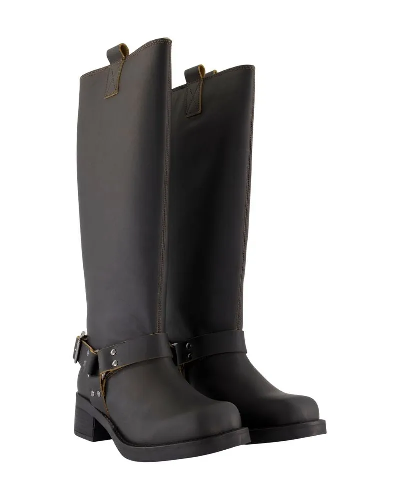 Samsøe & Samsøe Women's Sabrenta Boots - Samsoe Leather Green Shoes Black
