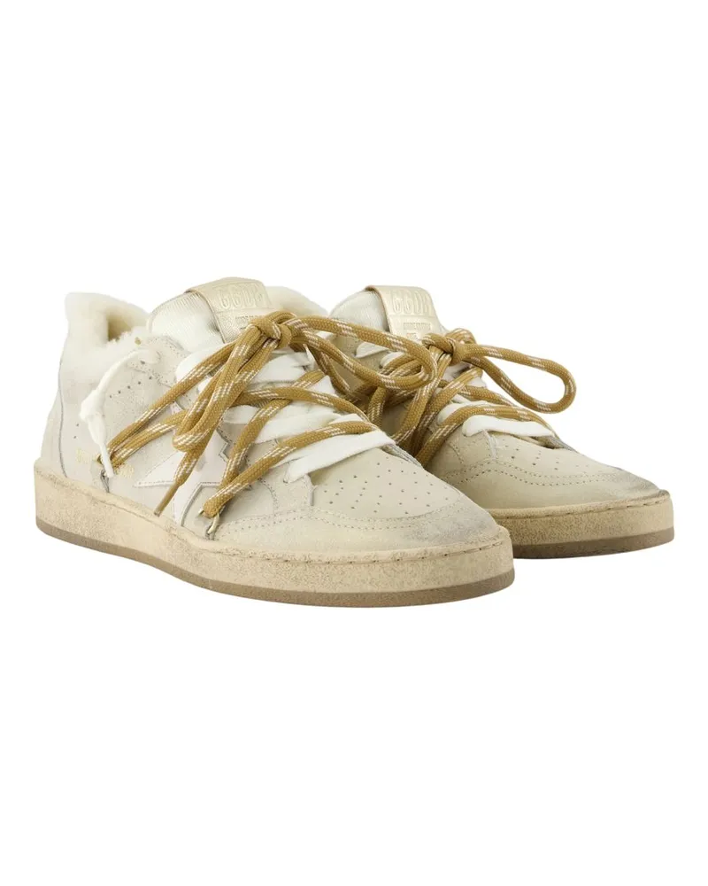 Golden Goose Women's Ballstar Sneakers -  Leather Beige Cowhide Shoes Beige