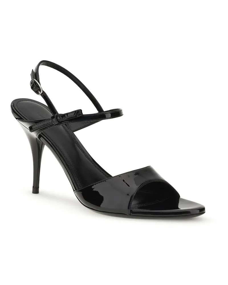 Balenciaga Women's Avenue Bow Sandals Black-Silver Calf Leather Bos Taurus Black/silver Black
