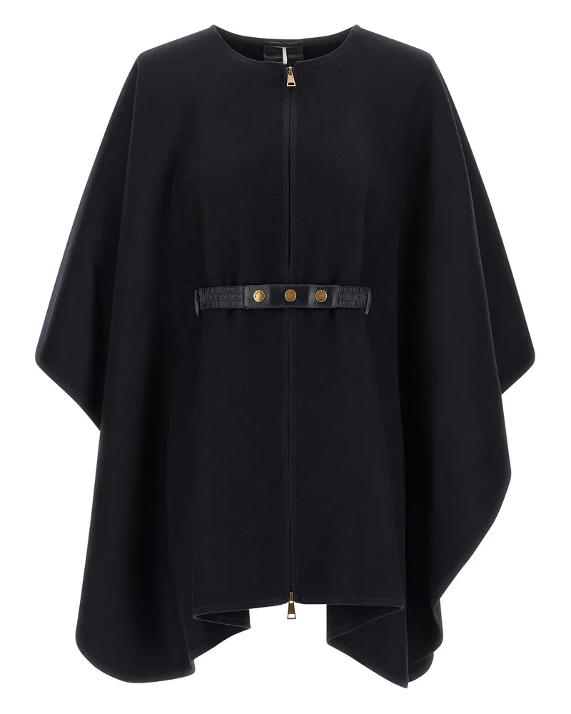 Moncler Virgin Wool Blend with Detachable Hood Cape — Black Black