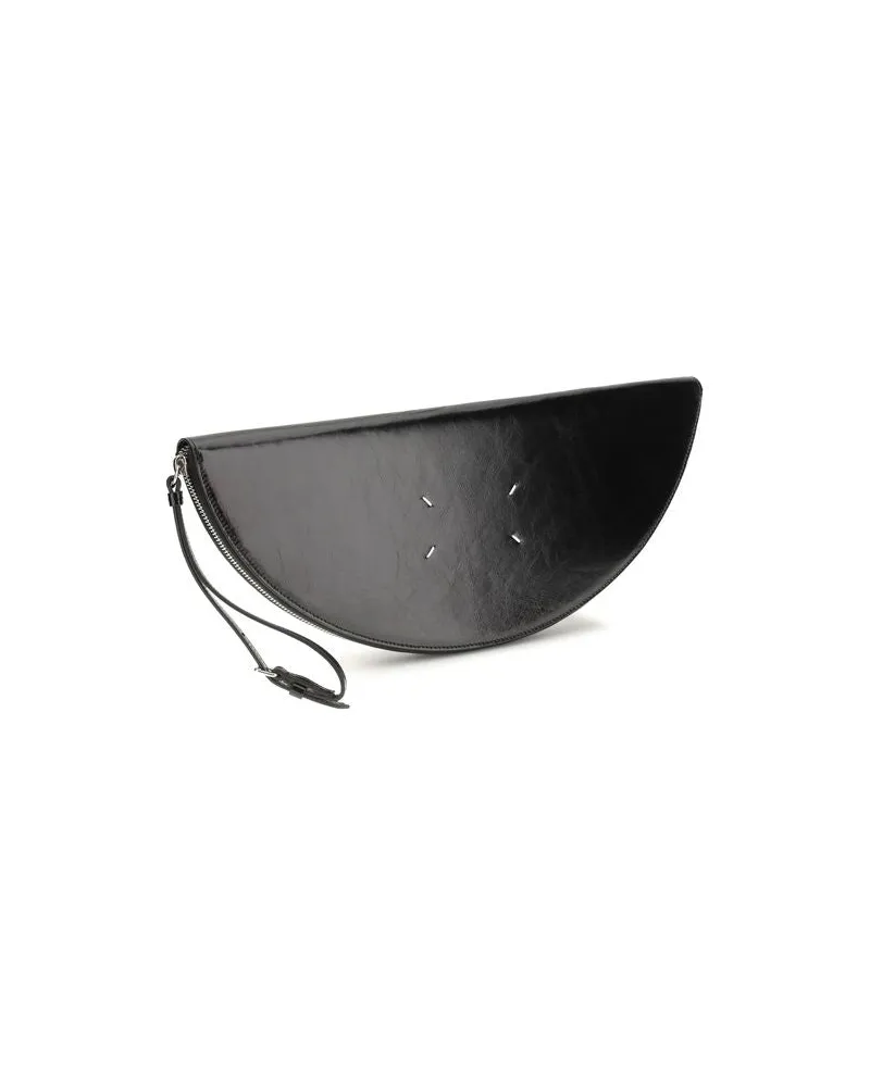 Maison Margiela Women's Black Calf Leather Bos Taurus Clutch Bag Black