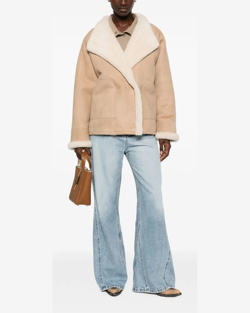 Closed Shearling-Lined Jacket — Beige Beige