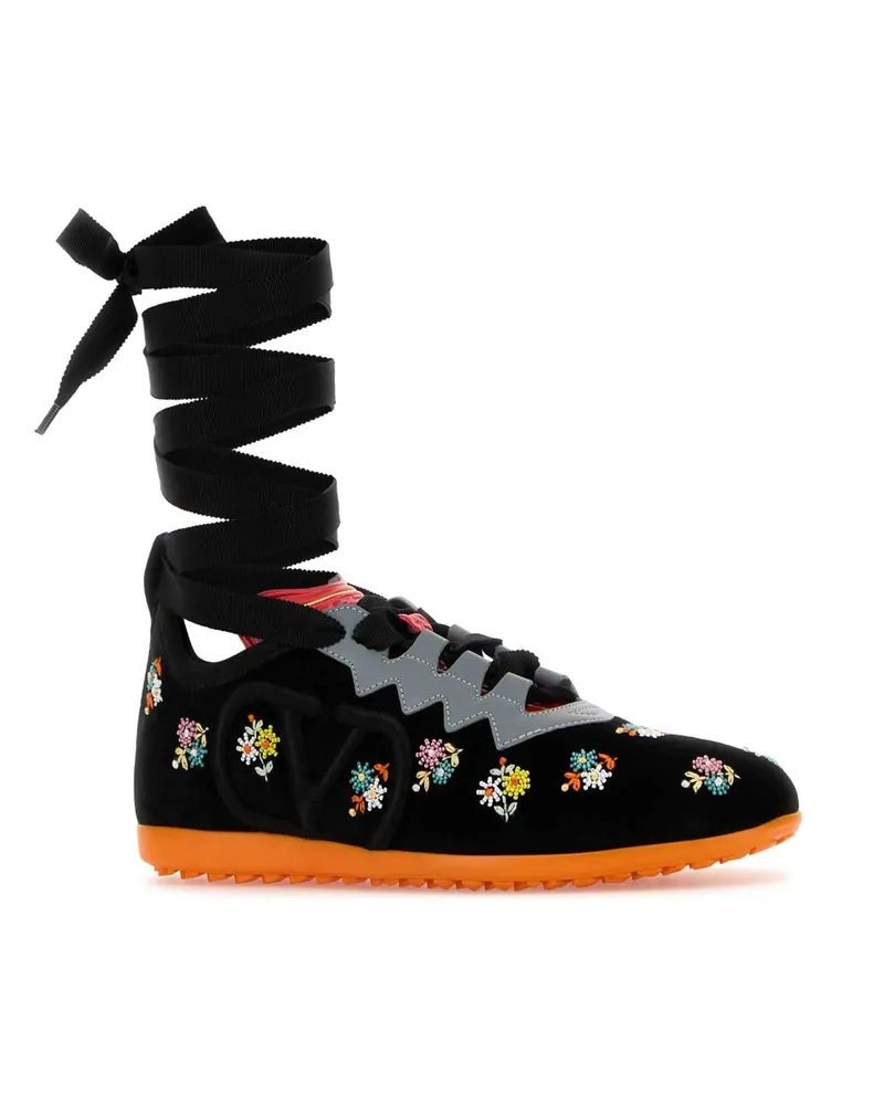 Valentino Garavani Women's Black Velvet Chromathon Sneakers Neromulticolorgrigiopumpkin Black