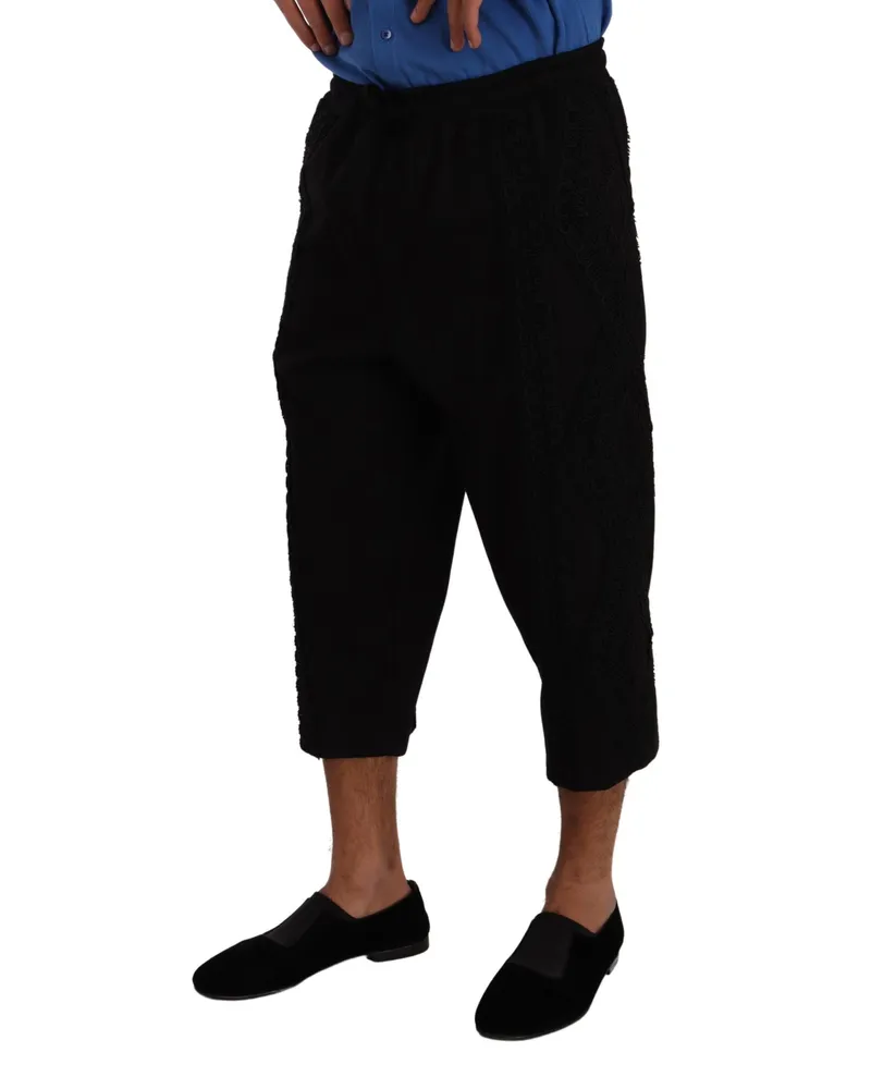 Dolce & Gabbana Men's Black Cotton Torero Cropped Short Trouser Pants Nylon Black