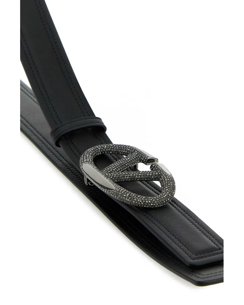 Valentino Garavani Women's Black Leather Vlogo The Bold Edition Belt Neroblackdiamond Exterior: Cinture Black