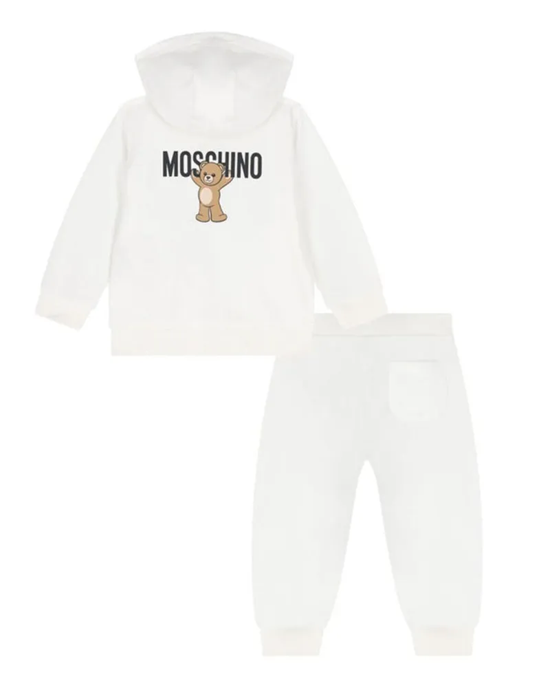 Moschino Bear Logo Cotton Jumpsuit — White White
