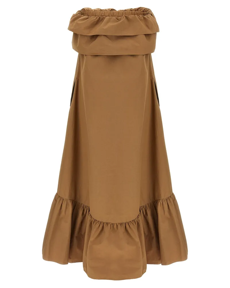 Saint Laurent Flounce Dress — Camel Camel