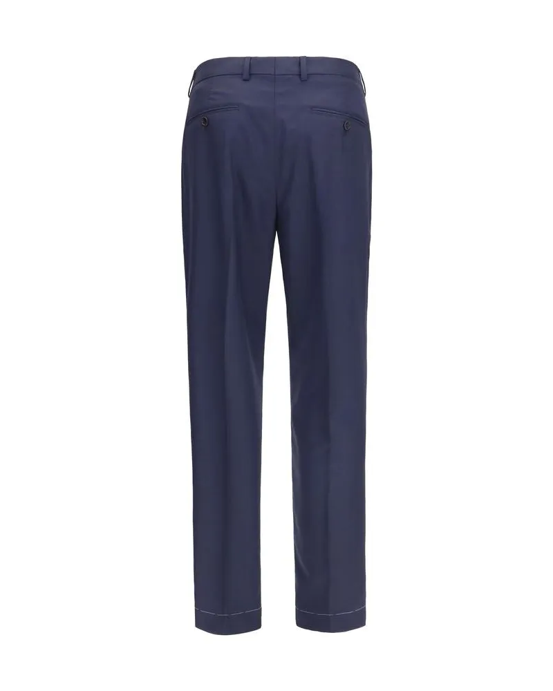 Brunello Cucinelli Virgin Wool Puppytooth Trousers — Navy Navy