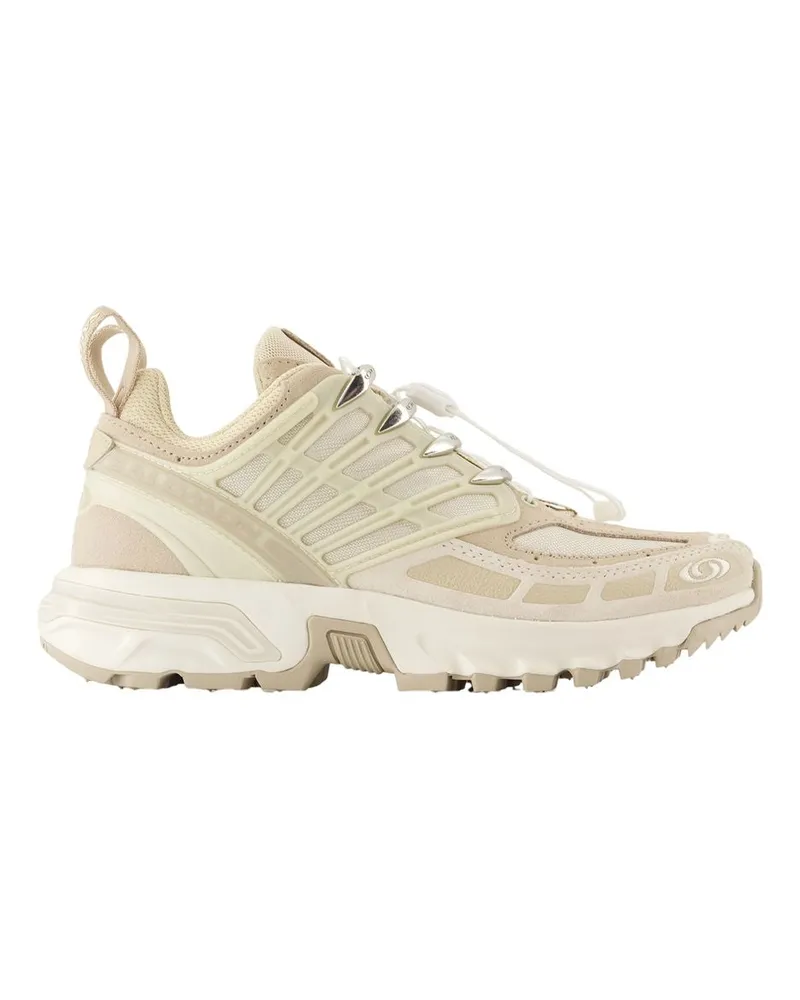 Salomon Unisex Calfskin Leather Sneaker Beige Beige