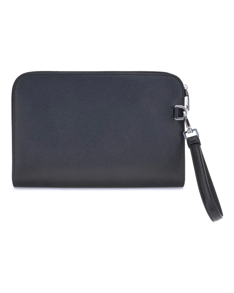 Dolce & Gabbana Men's Leather Pouch, Black Calf Clutch Bags Black