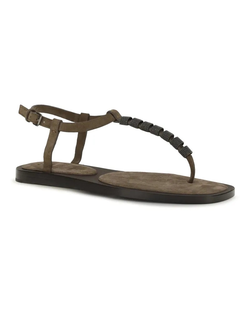 Brunello Cucinelli Women's Embellished Sandals Summer Torba Brown