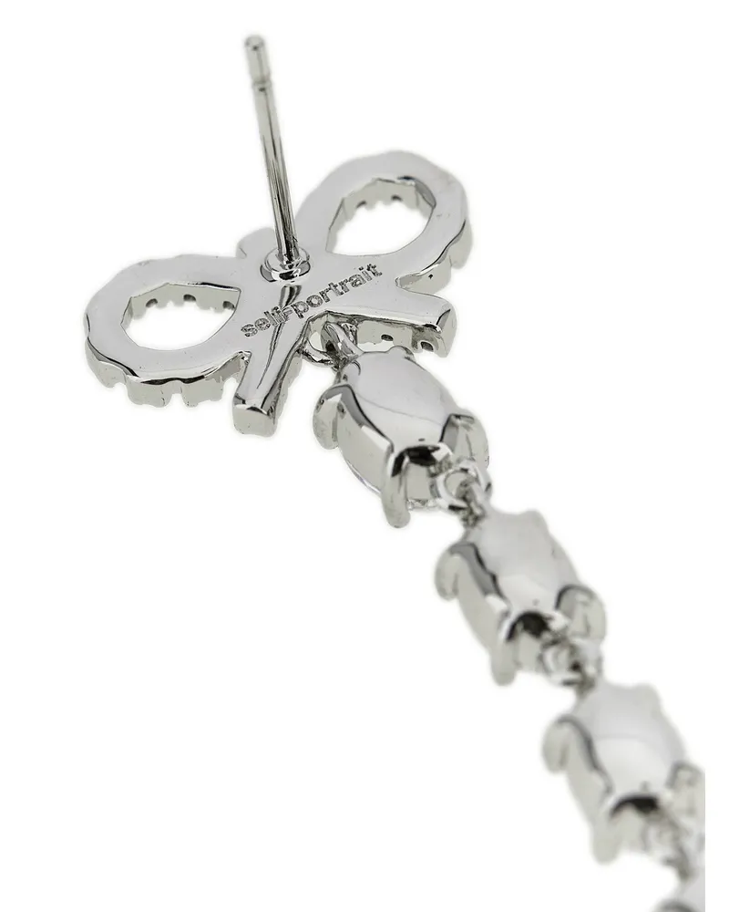 Self-Portrait Bow Pearl Earrings — Silver Silver