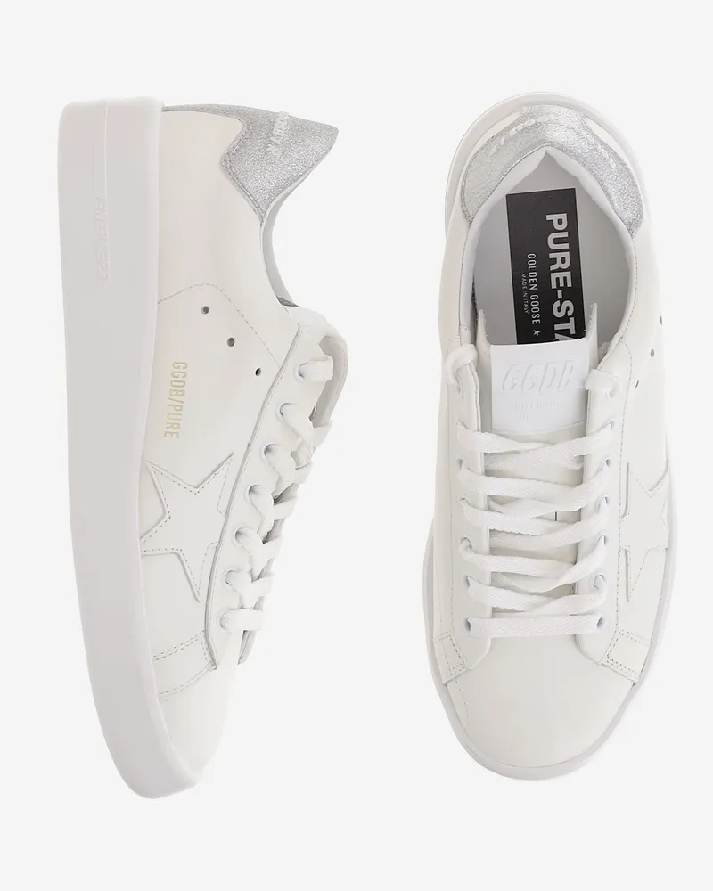Golden Goose Women's Leather Sneakers Purestar White Cow Trainers White