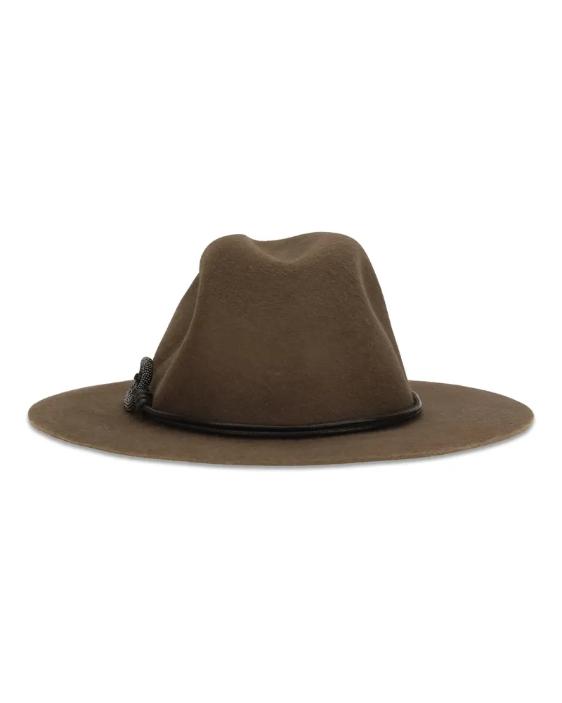 Brunello Cucinelli MCAP90233 Felt with Leather Band Fedora — Mocha Mocha