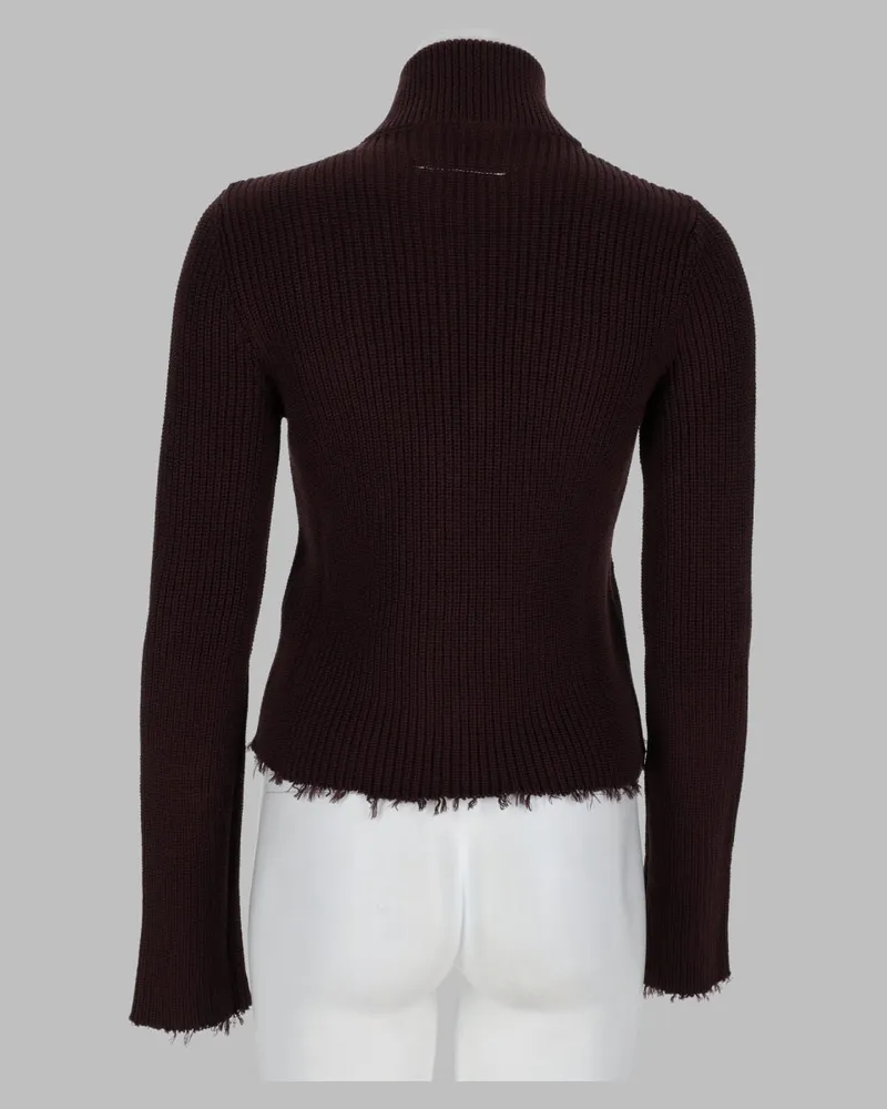 Maison Margiela Ribbed Cotton Cardigan — Brown Brown