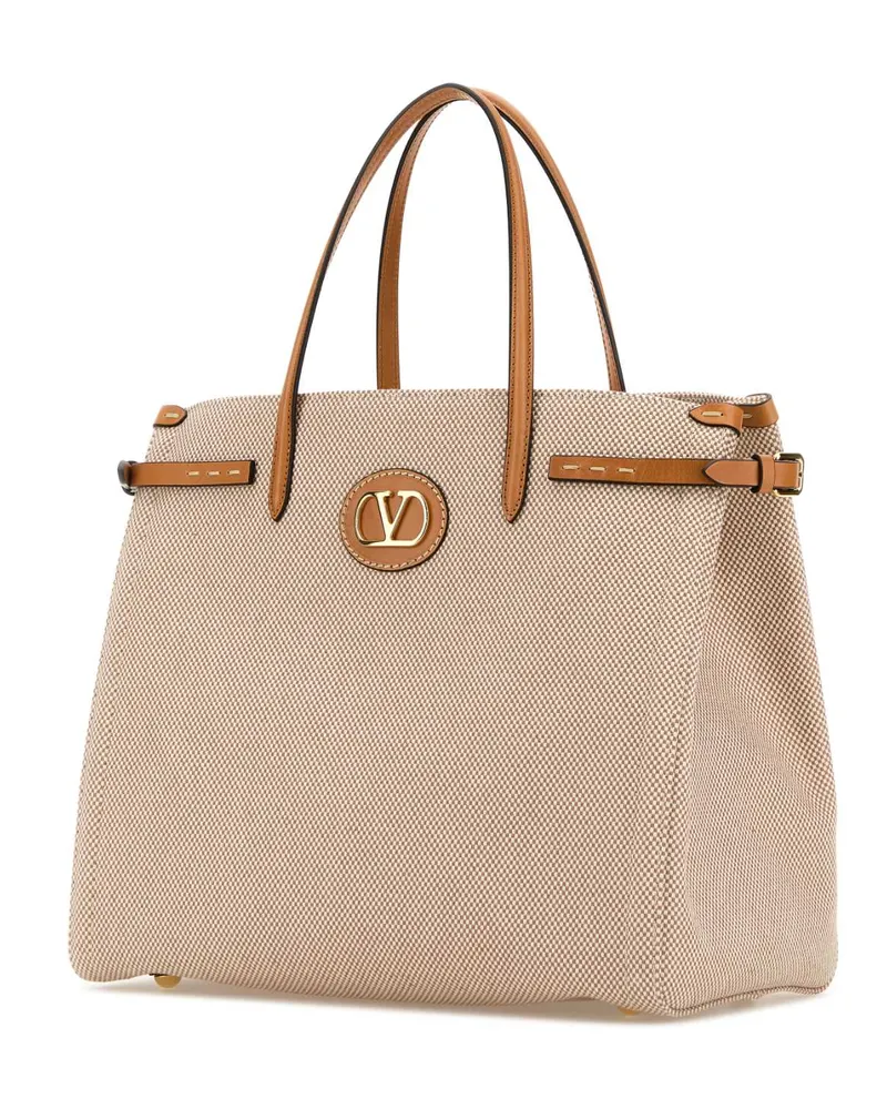 Valentino Garavani Women's Two-Tone Canvas Antibes Shopping Bag Naturaletobacconaturalcamel Borse A Mano Beige