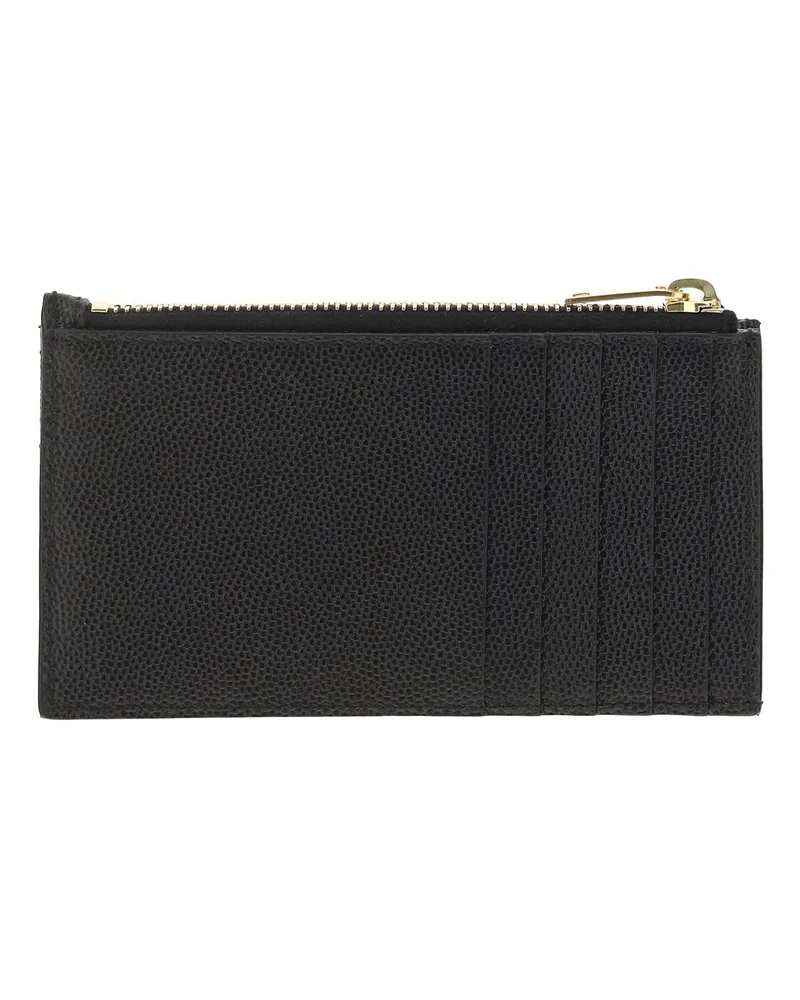 Saint Laurent Women's Calfskin Card Holder With Zipper Closure Black Calf Leather Wallets & Purses Black