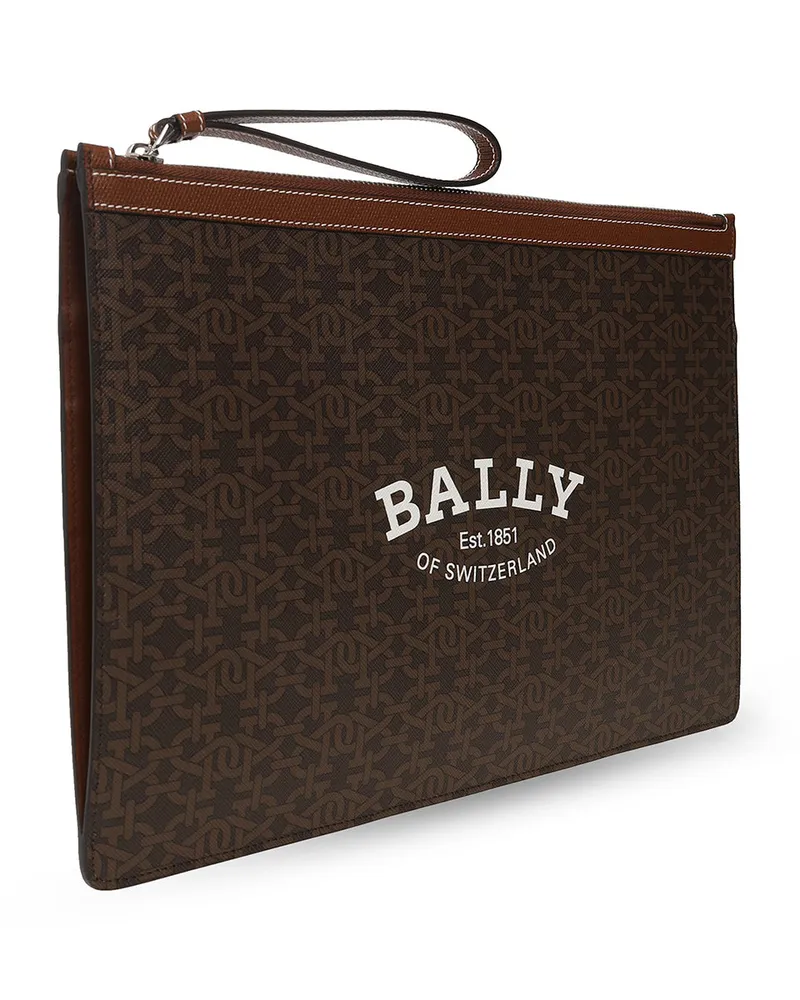 Bally Men's Bollis Logo Large Clutch Bag Brown Brown