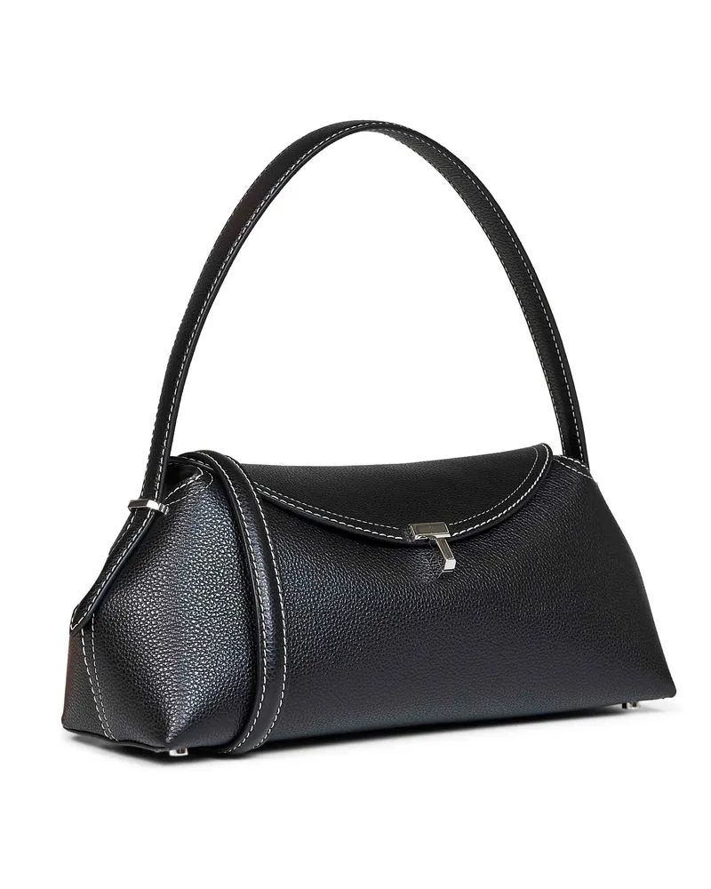 Totême Women's Shoulder Bag T-Lock Black Calf Leather Black