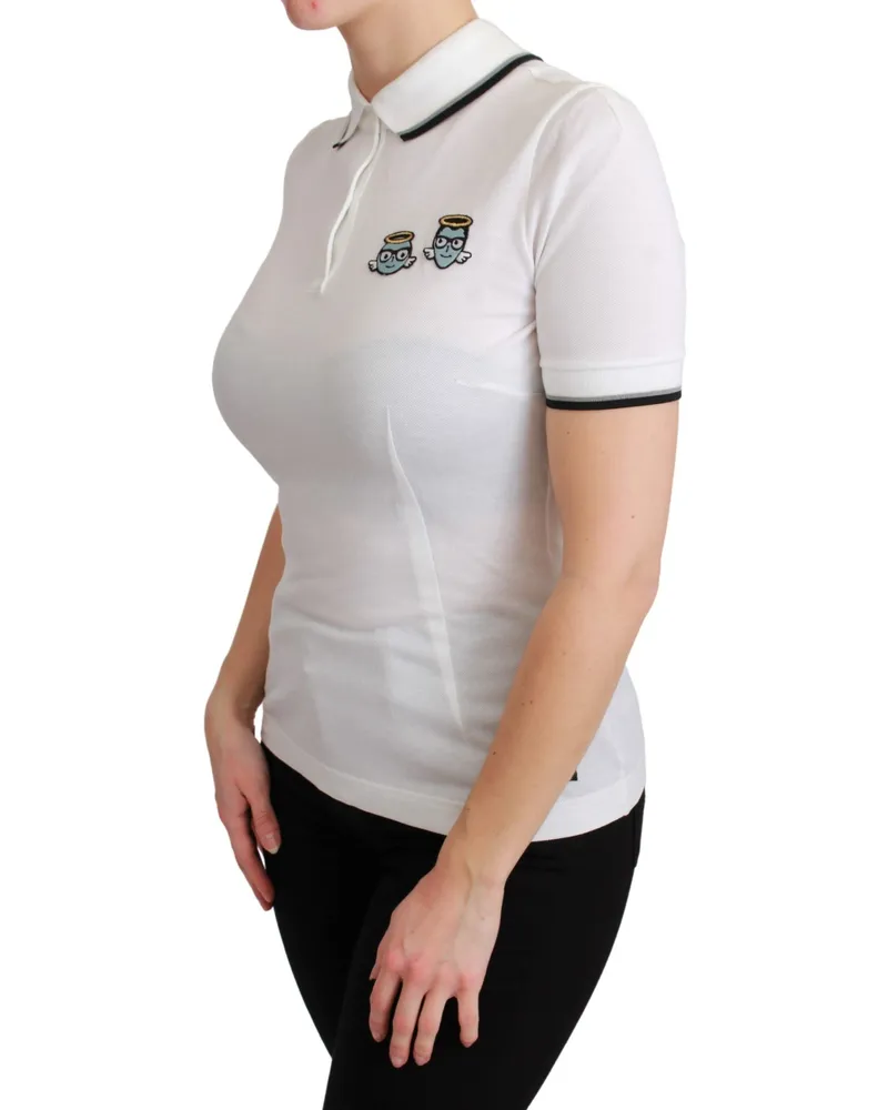 Dolce & Gabbana Women White Cotton Polo #dgfamily T-Shirt White