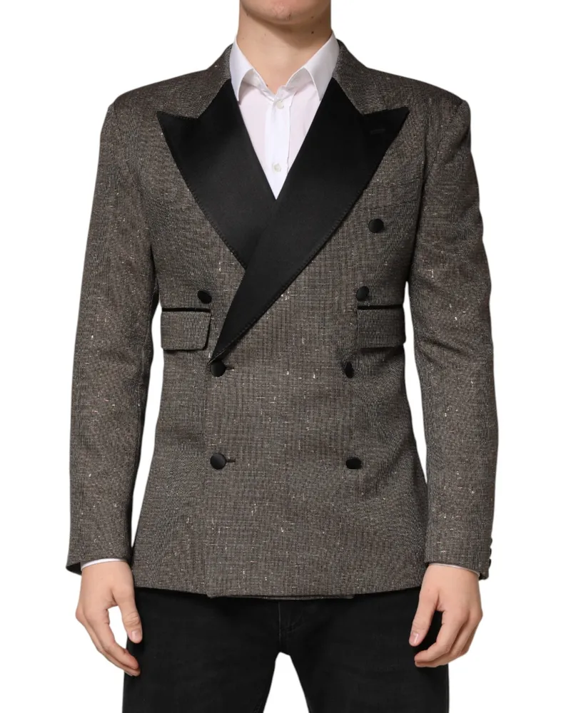 Dolce & Gabbana Men's Gray Double Breasted 2 Button Jacket Blazer Wool Clothing Gray