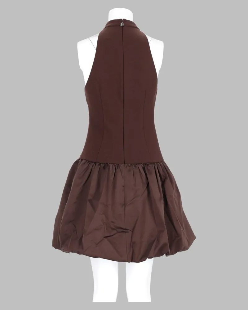 ROTATE Birger Christensen Peplum Mini Dress — Brown Brown