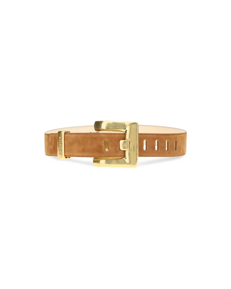Balmain Women's Brown Calf Leather Bos Taurus Regular Belt Brown