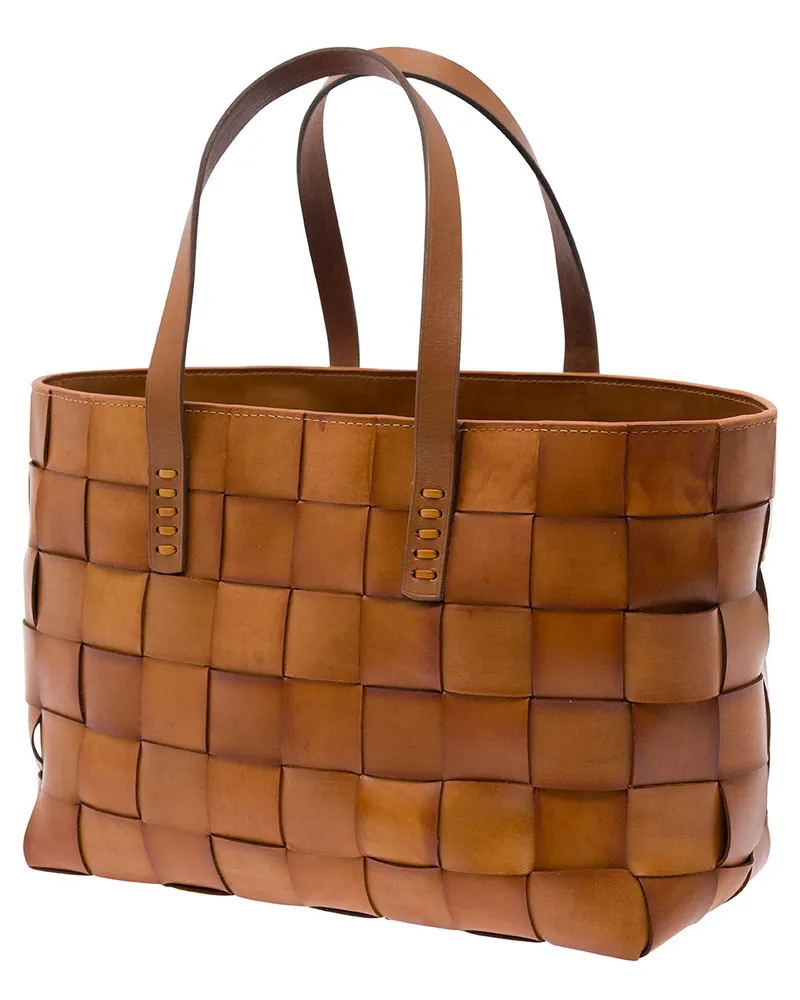 Dragon Diffusion Women's Shopper Bag, Beige Woven Leather Calf Tote Bags Beige
