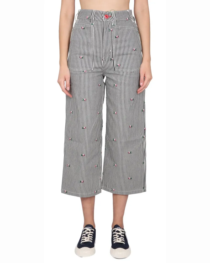 Kenzo Cropped Fit Denim Jeans — Blue Blue