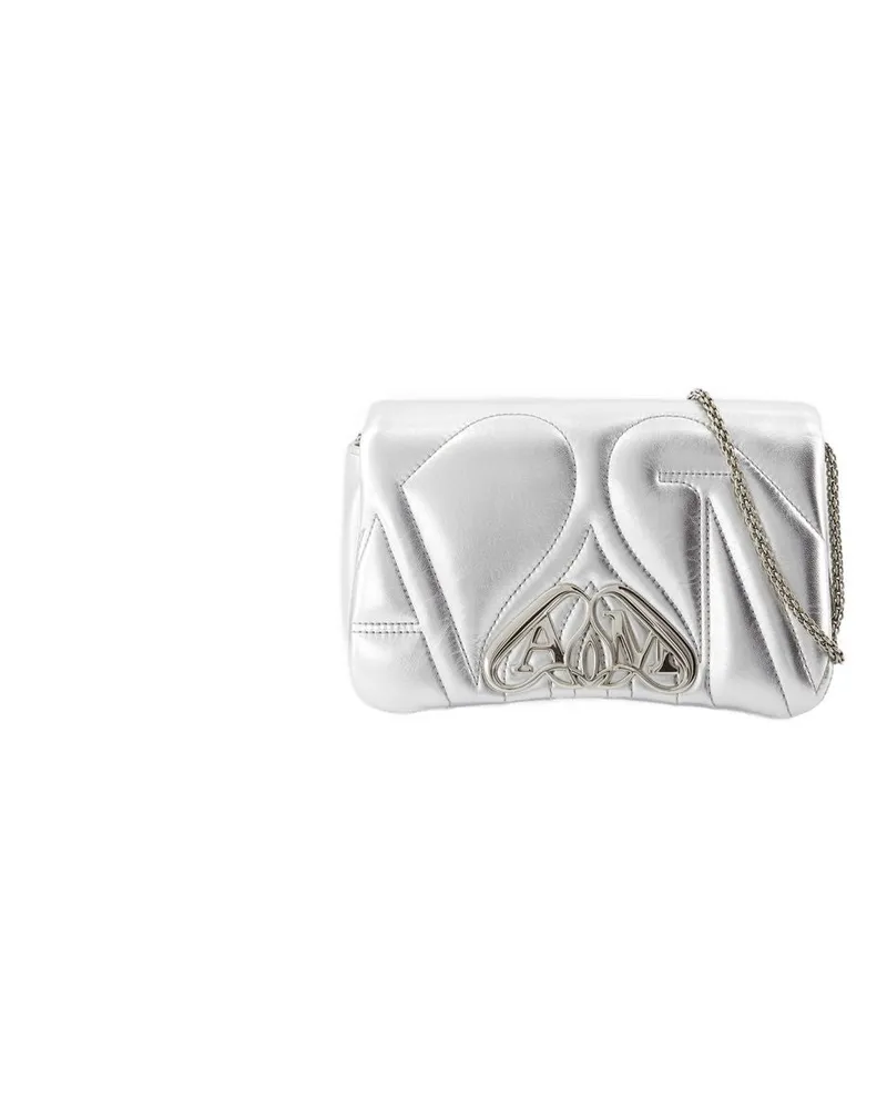 Alexander McQueen Women's The Mini Seal Crossbody -  Metal Silver Bags Shoulder-Hobo-Bags Silver