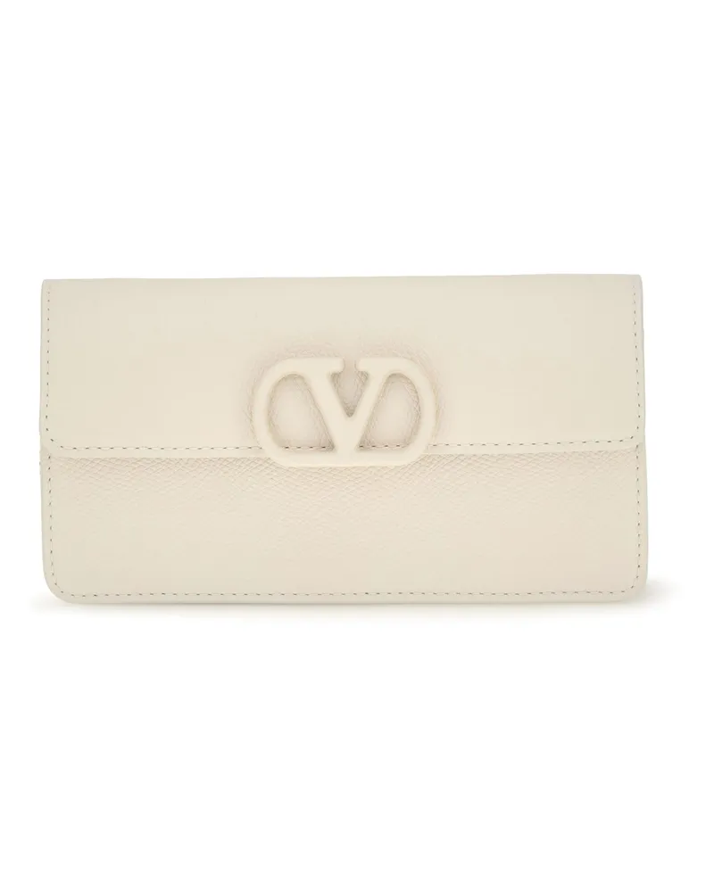 Valentino Garavani Women's Chain Wallet Vlogo Signature Grainy Calfskin Light Ivory Calf Leather & Purses Beige