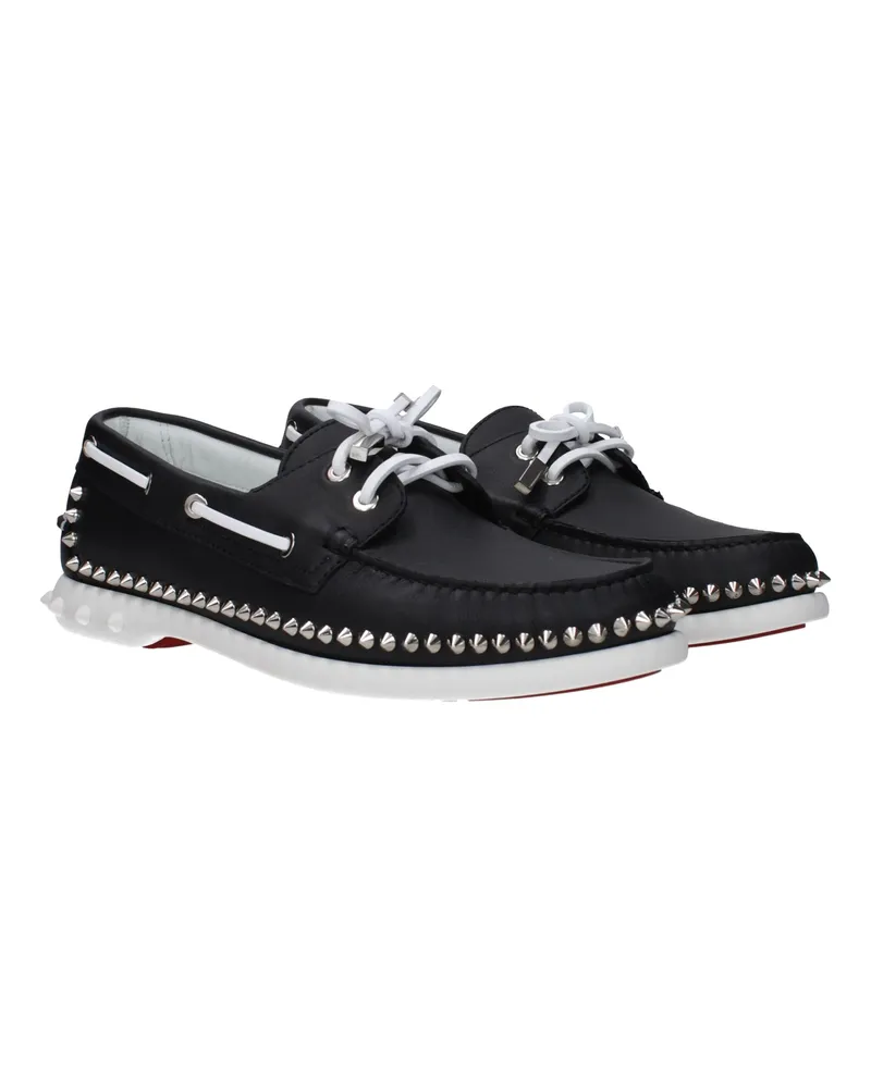 Christian Louboutin Men's Black Leather Slip-On Loafers Black