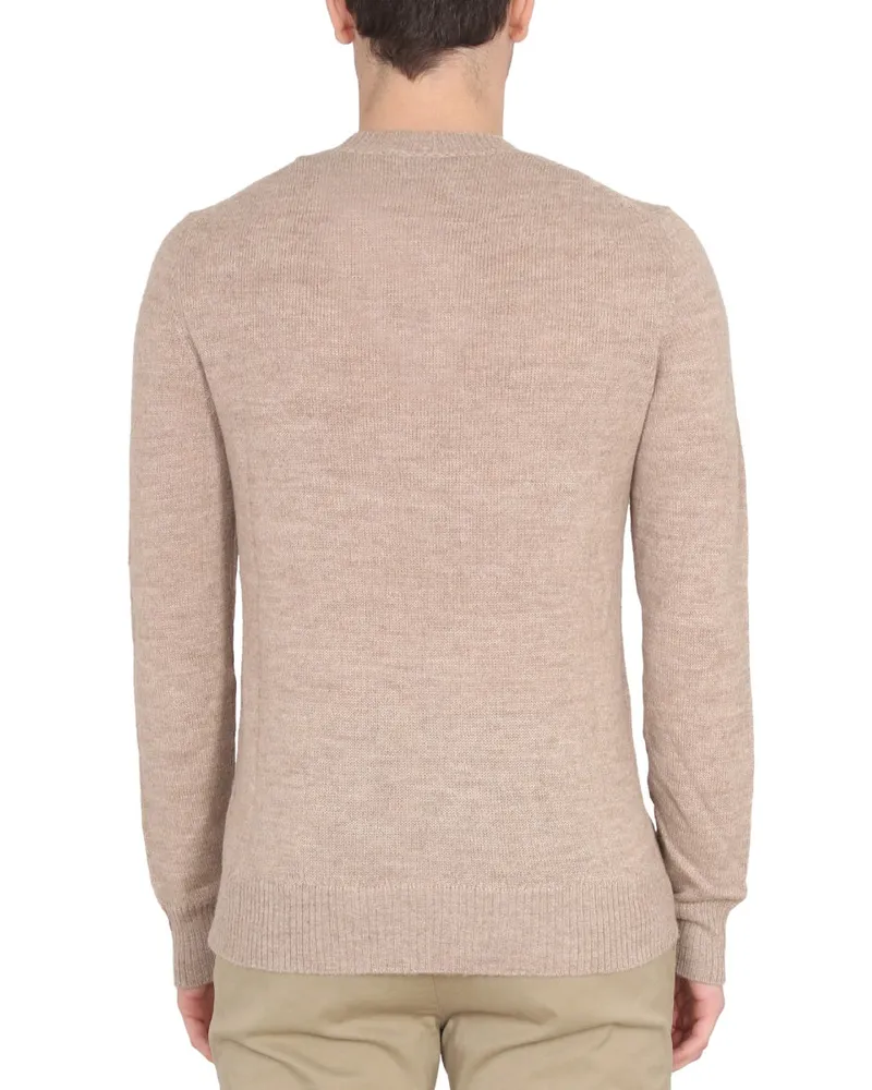 Ballantyne Cross-Neck Ribbed Choker Sweater — Beige Beige