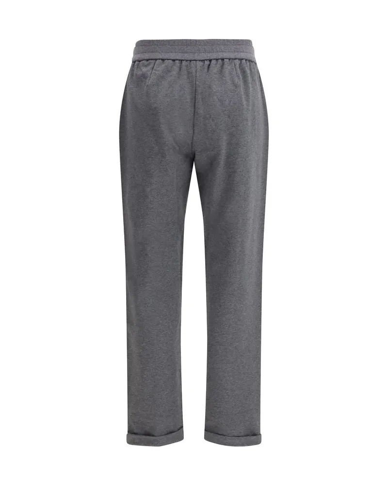 Brunello Cucinelli Women's Gray Cotton Athletic Pants Gray