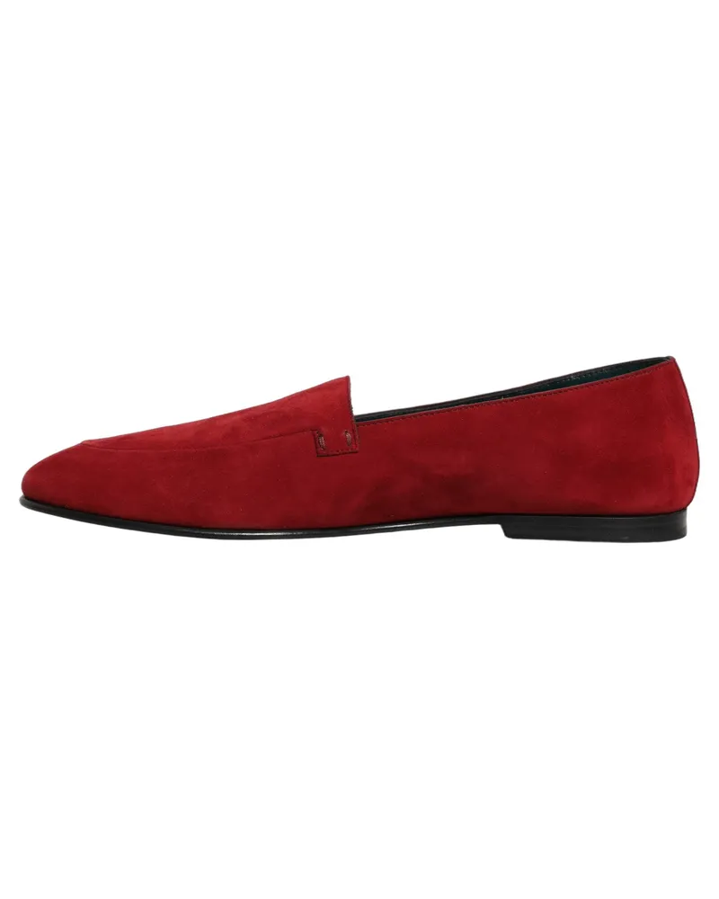 Dolce & Gabbana Men's Suede Logo Loafer Red Leather Red